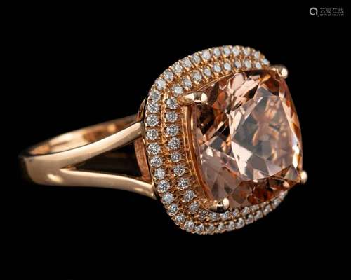 A morganite and diamond ring,