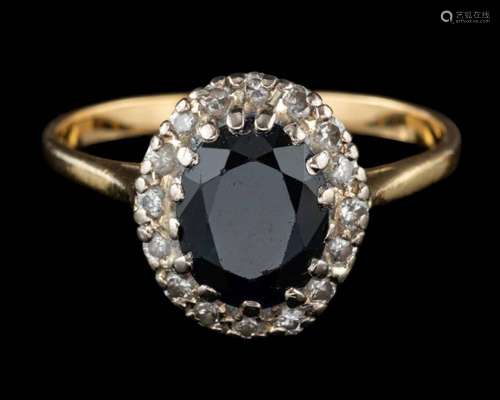 A sapphire and diamond ring,