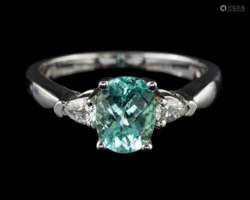 A paraiba tourmaline and diamond ring,