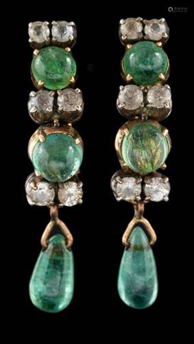 An emerald and white stone necklace,