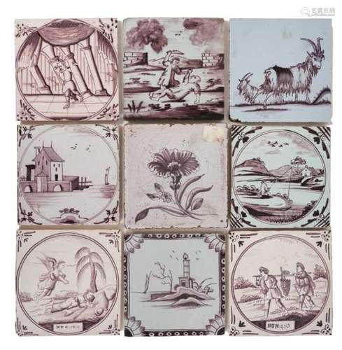 Nine delft tiles