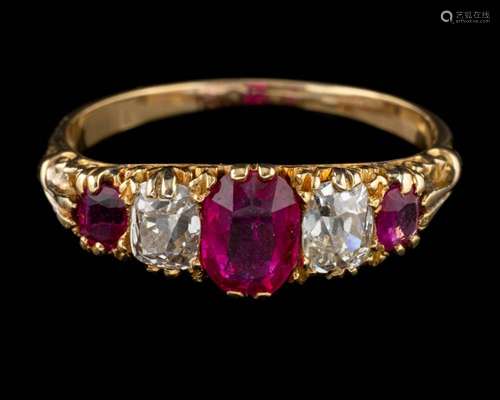 A ruby and diamond ring,