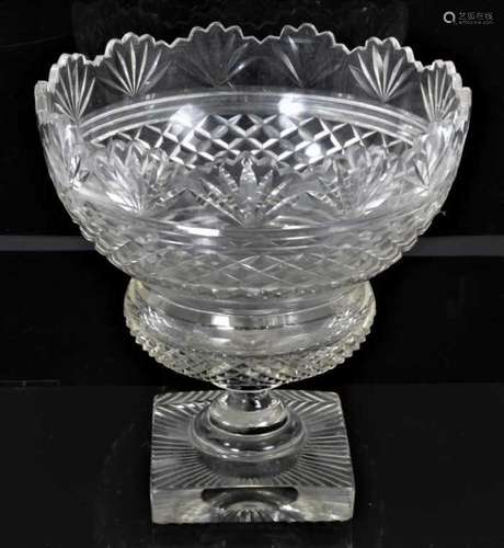 19th century cut glass pedestal bowl