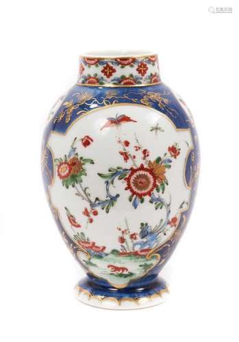 A Worcester tea canister, finely decorated in Japanese Kakie...