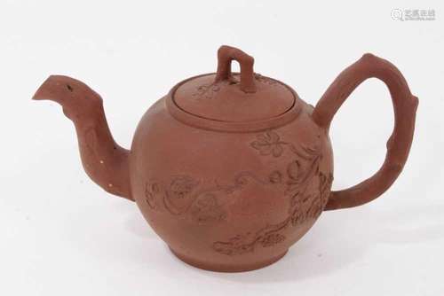 A Staffordshire redware miniature teapot and cover, circa 17...