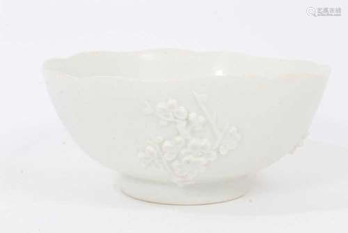 A Bow round bowl, applied with prunus, circa 1754-55