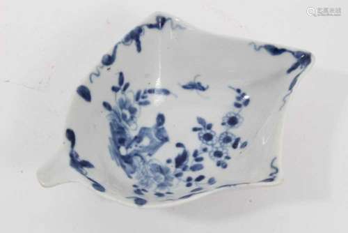 A Worcester blue and white leaf shaped pickle dish, in the T...