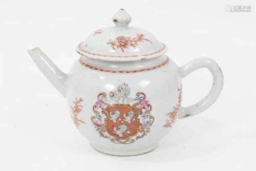 A Chinese armorial teapot and cover, circa 1750