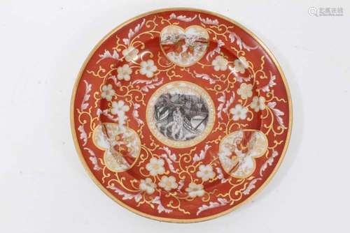 An unusual Chamberlains Worcester plate, decorated with the ...