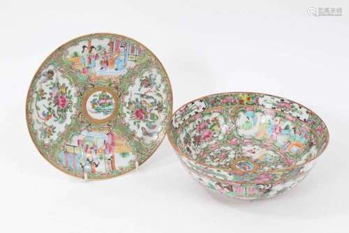 A Chinese Canton bowl, and a similar plate