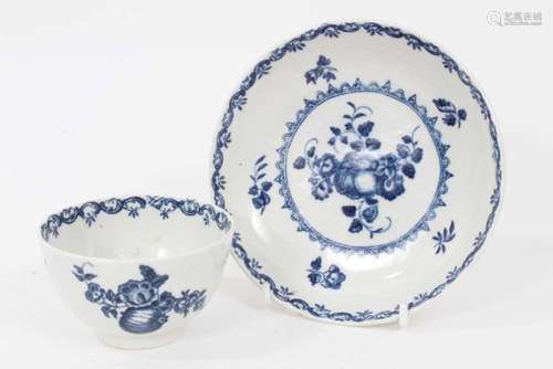 A Worcester blue printed Fruit and Wreath pattern tea bowl a...