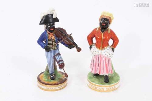 A Derby figure of Billy Waters, circa 1820, and a Derby (Kin...