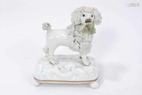 A Staffordshire porcelain model of a poodle, circa 1840