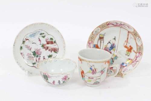 A Chinese famille rose coffee cup and a saucer, and a Chines...