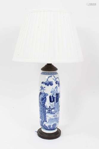 Chinese blue and white vase converted to a lamp