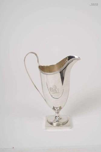 George III silver helmet shape cream jug. London 1785