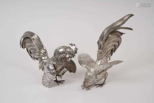 Pair of cockerel figural table ornaments, by Edward Barnard ...