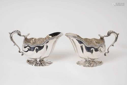 Pair of late Victorian silver shell shape sauce boats London...