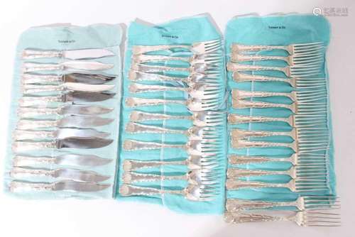 Selection 20th century Tiffany silver Wave Edge pattern cutl...