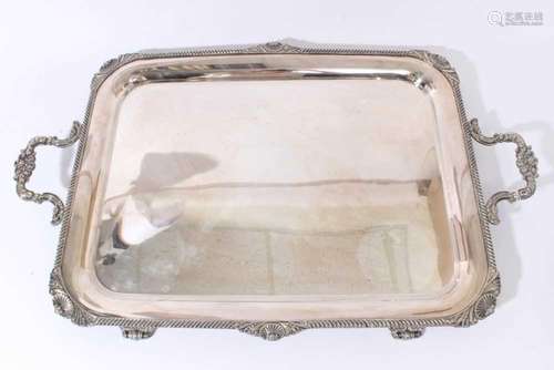 Silver plated rectangular two handled tray