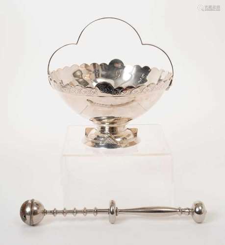 19th century silver plated holy water dish and sprinkler