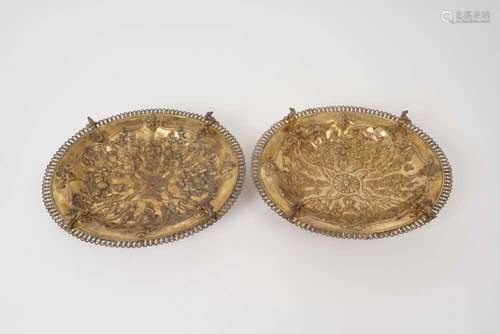 Pair of late 19th century Continental silver gilt dishes