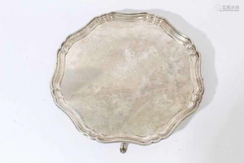 1920s silver salver with pie crust border (Sheffield 1923) 2...