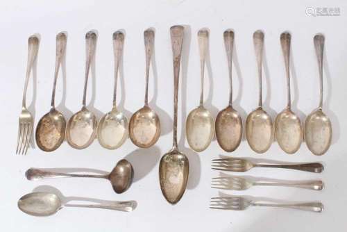 Miscellaneous group of silver Hanoverian pattern flatware, a...