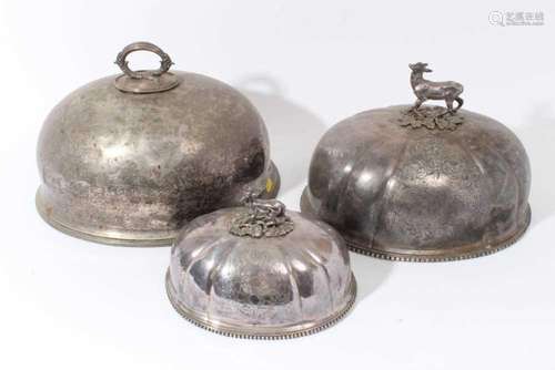 Three silver plated meat covers