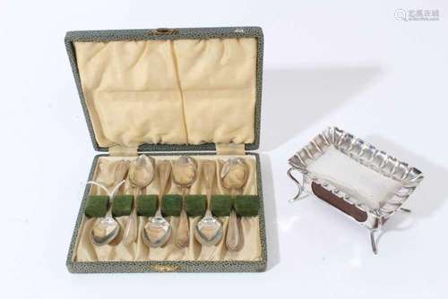 Silver trinket box with wooden drawer, together with a cased...