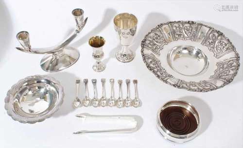 Group of silver and white metal items to include an eastern ...