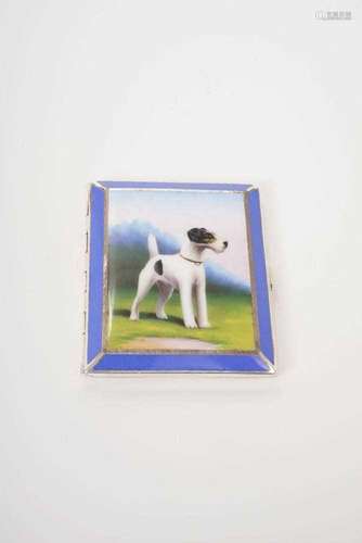 1930s enamel wire fox terrier cigarette case