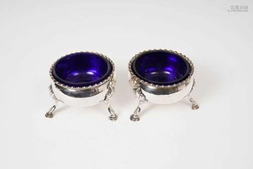 Pair Georgian Irish silver salts