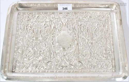 Victorian silver embossed dressing table tray