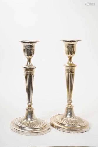 Pair Georgian-style silver candlesticks