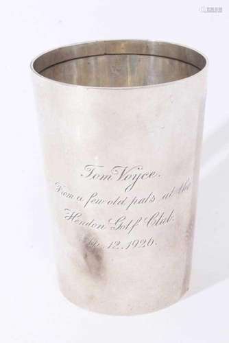 Silver tankard with inscription (Birmingham 1922)