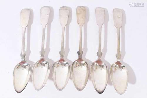 Six 19th century Continental silver serving spoons dated 185...