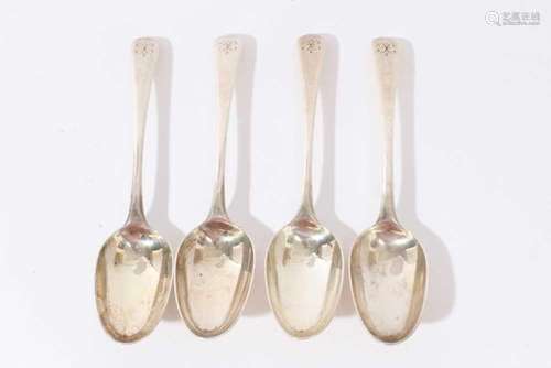 Set four Georgian silver table spoons