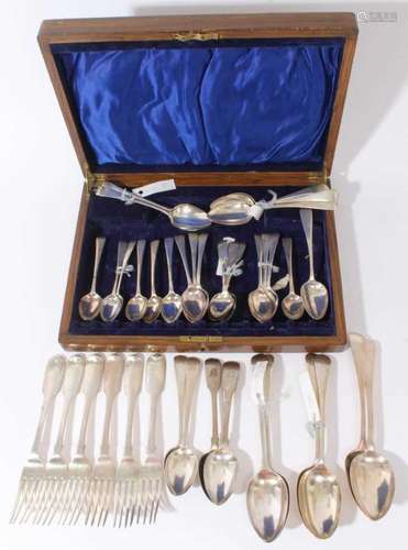 Collection of Georgian and later silver cutlery