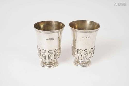 Pair of Carrington & Co silver cups/beakers with applied...