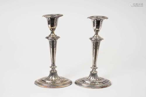 Pair Georgian-style silver candlesticks