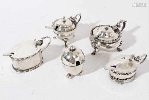 Late Victorian silver mustard pot and four other early 20th ...