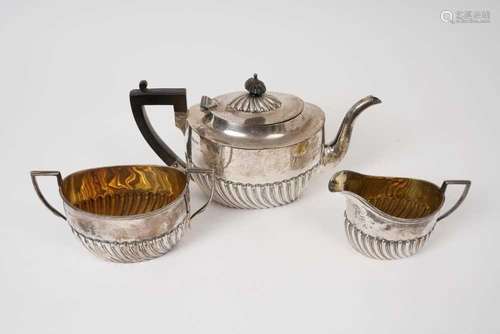 Edwardian silver three piece tea set