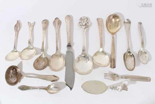 Selection of Danish silver flatware in various patterns and ...