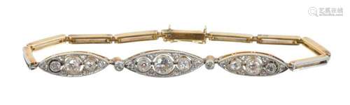 1920s diamond bracelet in case with brooch conversion fittin...