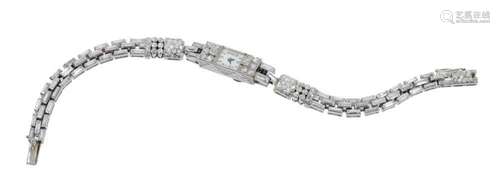 Art Deco diamond bracelet watch