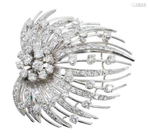 Diamond spray brooch, the firework design with brilliant cut...