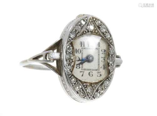 Art Deco diamond watch ring with original receipt of purchas...