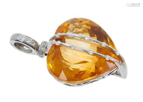 Citrine and diamond heart shaped pendant