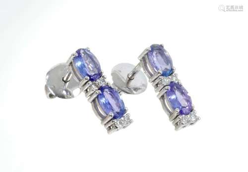 Pair of tanzanite and diamond earrings